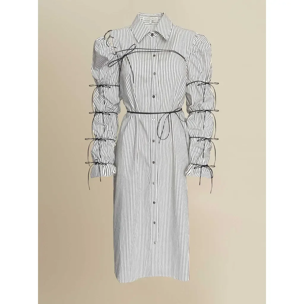 Thomasin Cotton-Blend Long Sleeve Collared Midi Dress by Contessa Mills