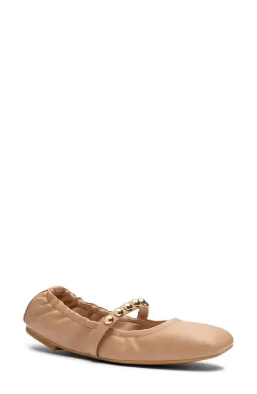 Goldie Stud Ballet Flat in Stormy Blue Sport Suede by Stuart Weitzman