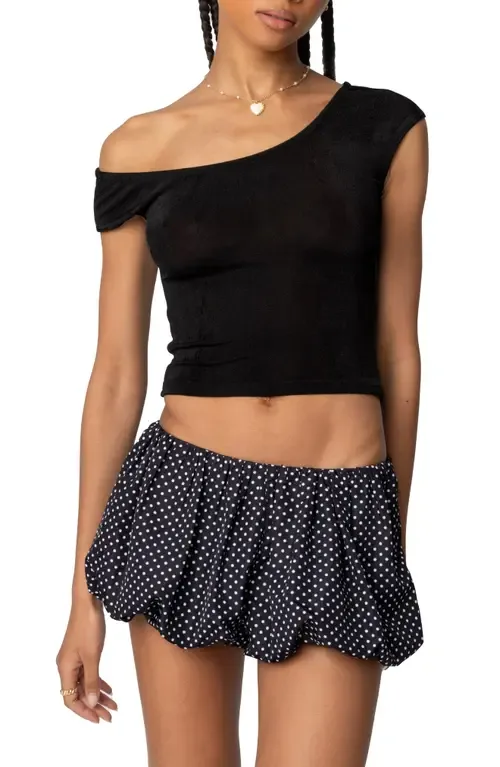 Jett One-Shoulder Crop Knit Top by EDIKTED