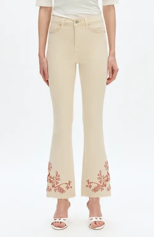 Embroidered High Waist Bootcut Jeans by Bayeas
