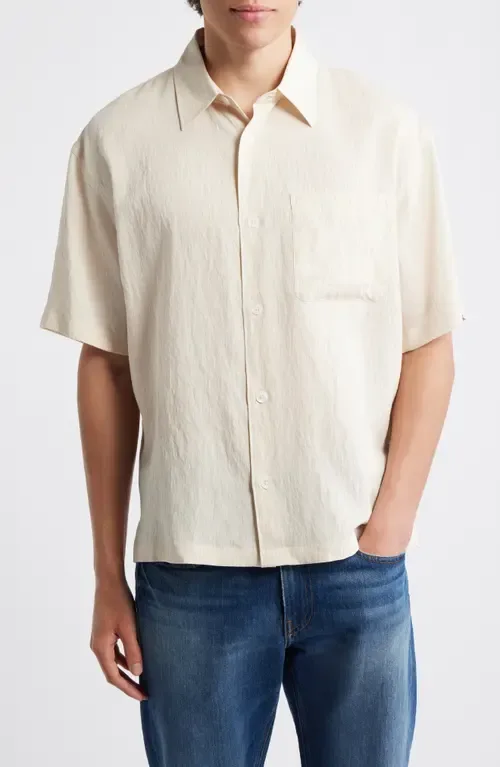 Textured Stripe Short Sleeve Button-Up Shirt by FRAME