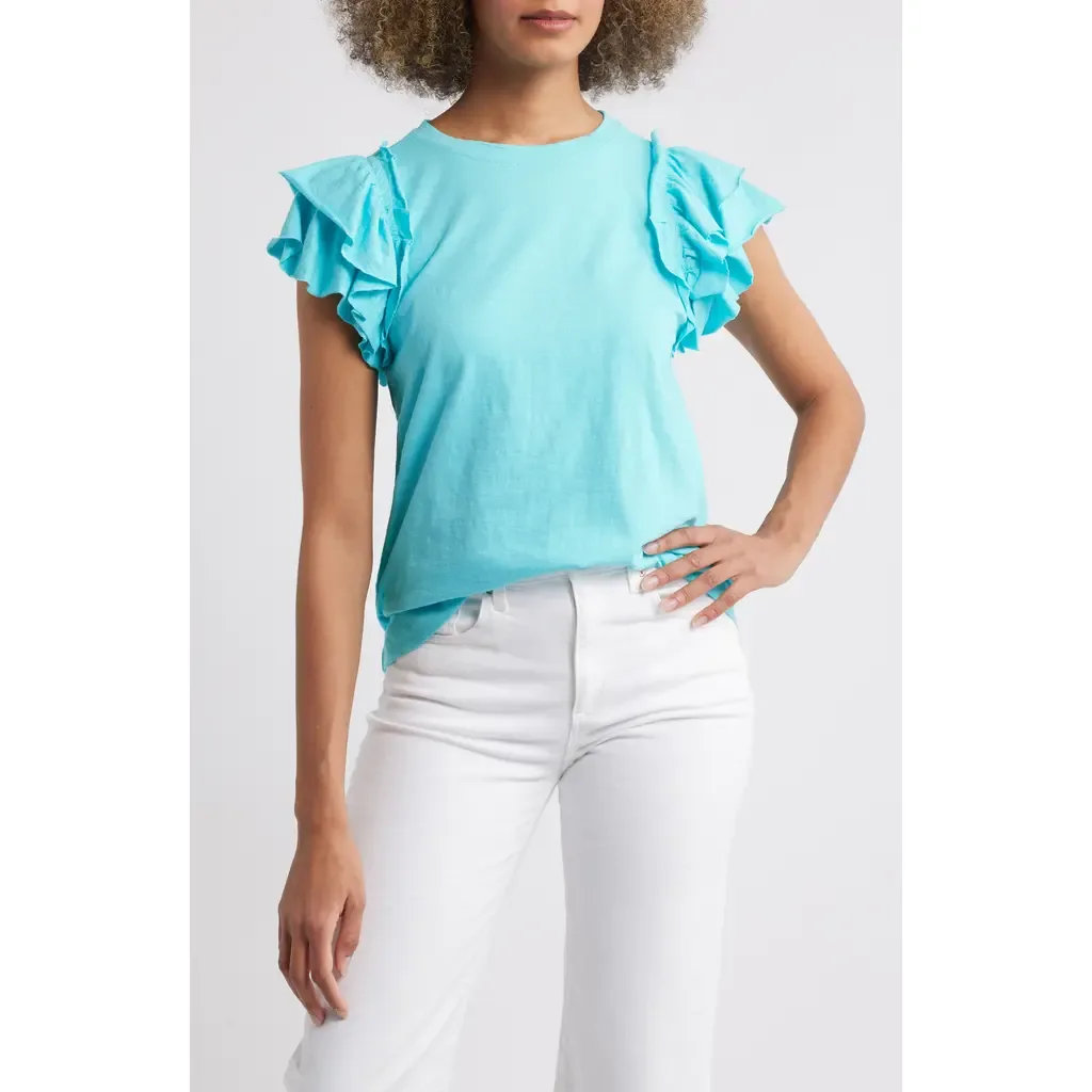 Ruffle Sleeve T-Shirt by APNY