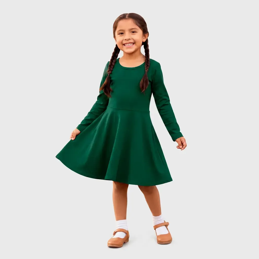 Soft Jersey 100% Cotton Long Sleeve Skater Twirly Dress by CITY THREADS