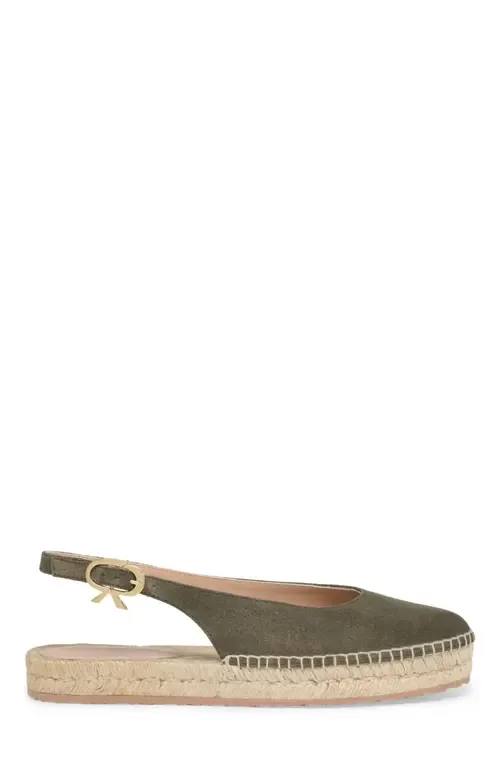 Paz Espadrilla in Green Suede by Gianvito Rossi