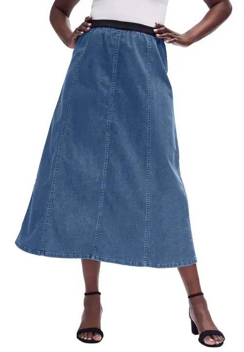 Stretch Denim Jegging Skirt