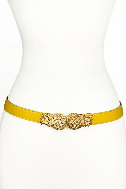 Pineapple Buckle Leather Belt by Raina Belts