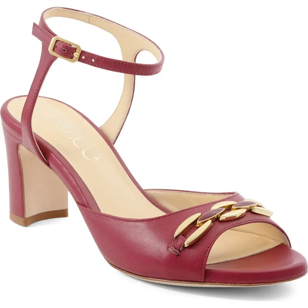 Tessa Sandal Leather Block Heel by Elizée