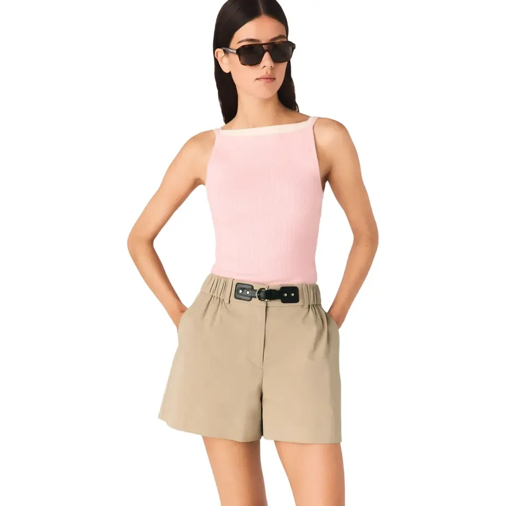 High Straight-Neck Top by maje