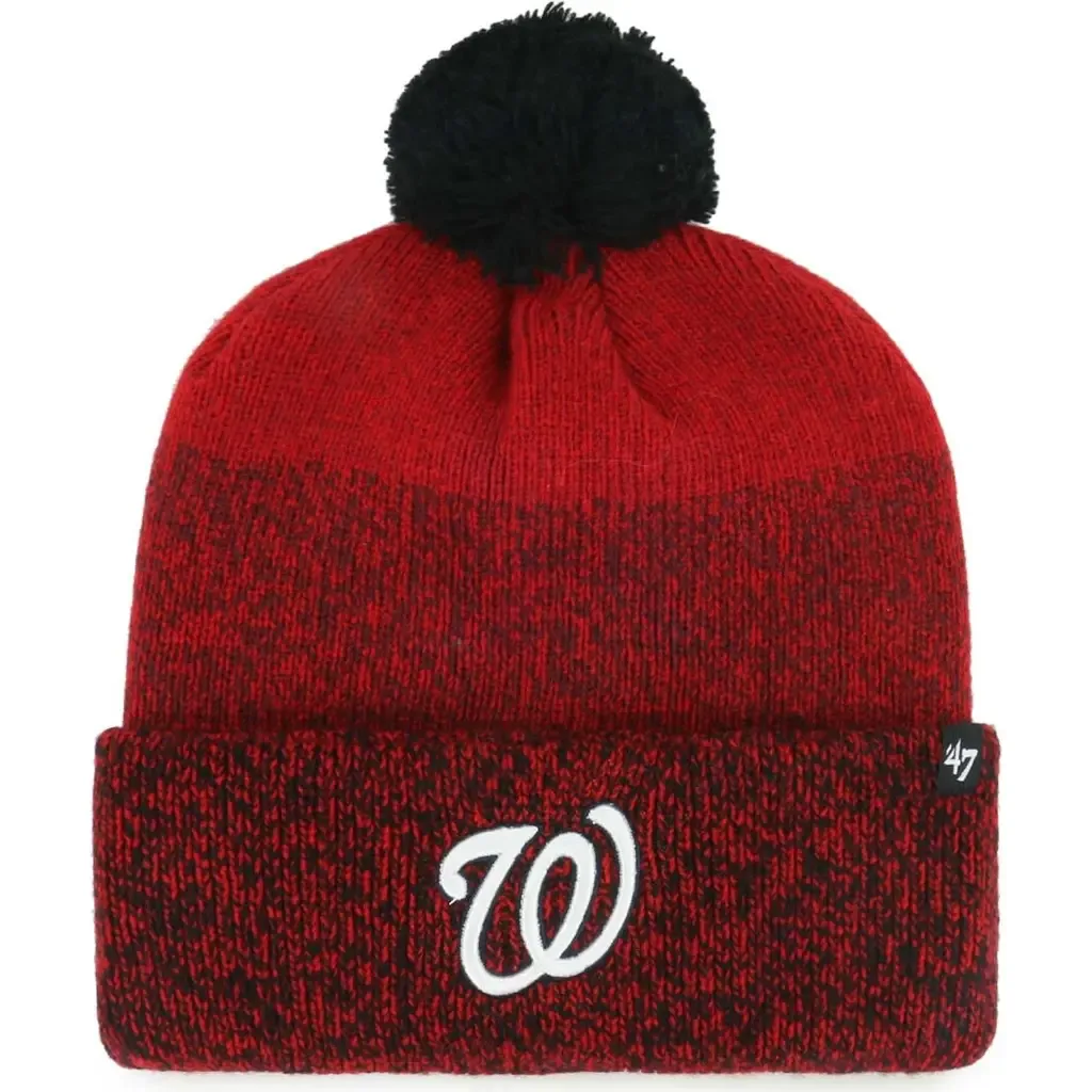 '47 Red Washington Nationals Darkfreeze Cuffed Knit Hat with Pom by '47