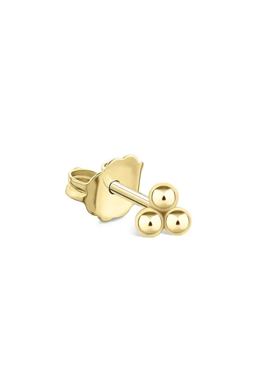 Three Ball Trinity Single Stud Earring in 14K Yellow Gold by MARIA TASH