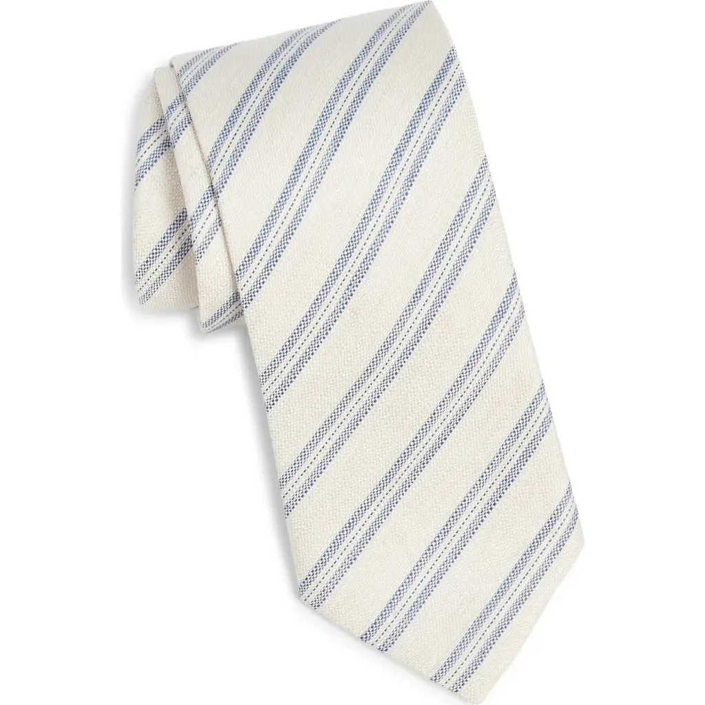 Stripe Silk & Linen Tie by Canali