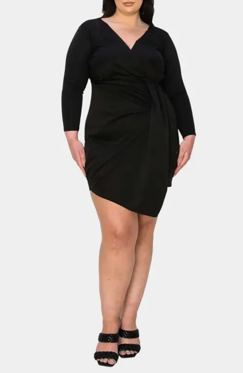 Raven Bracelet Sleeve Faux Wrap Body-Con Dress by L I V D