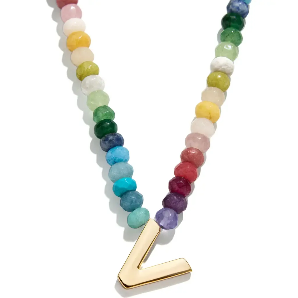 Beaded Initial Pendant Necklace by BaubleBar