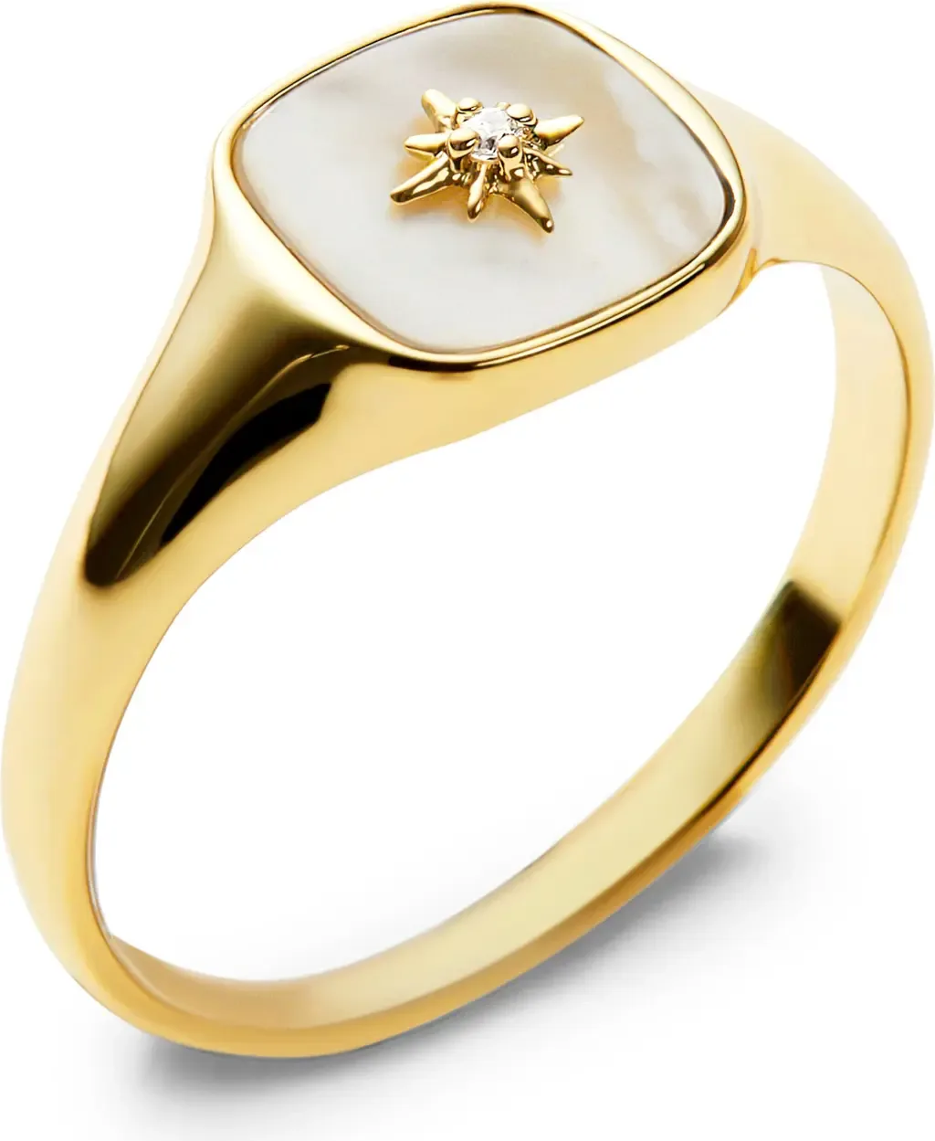 Amara Mother-of-Pearl Star Signet Ring by Ana Luisa