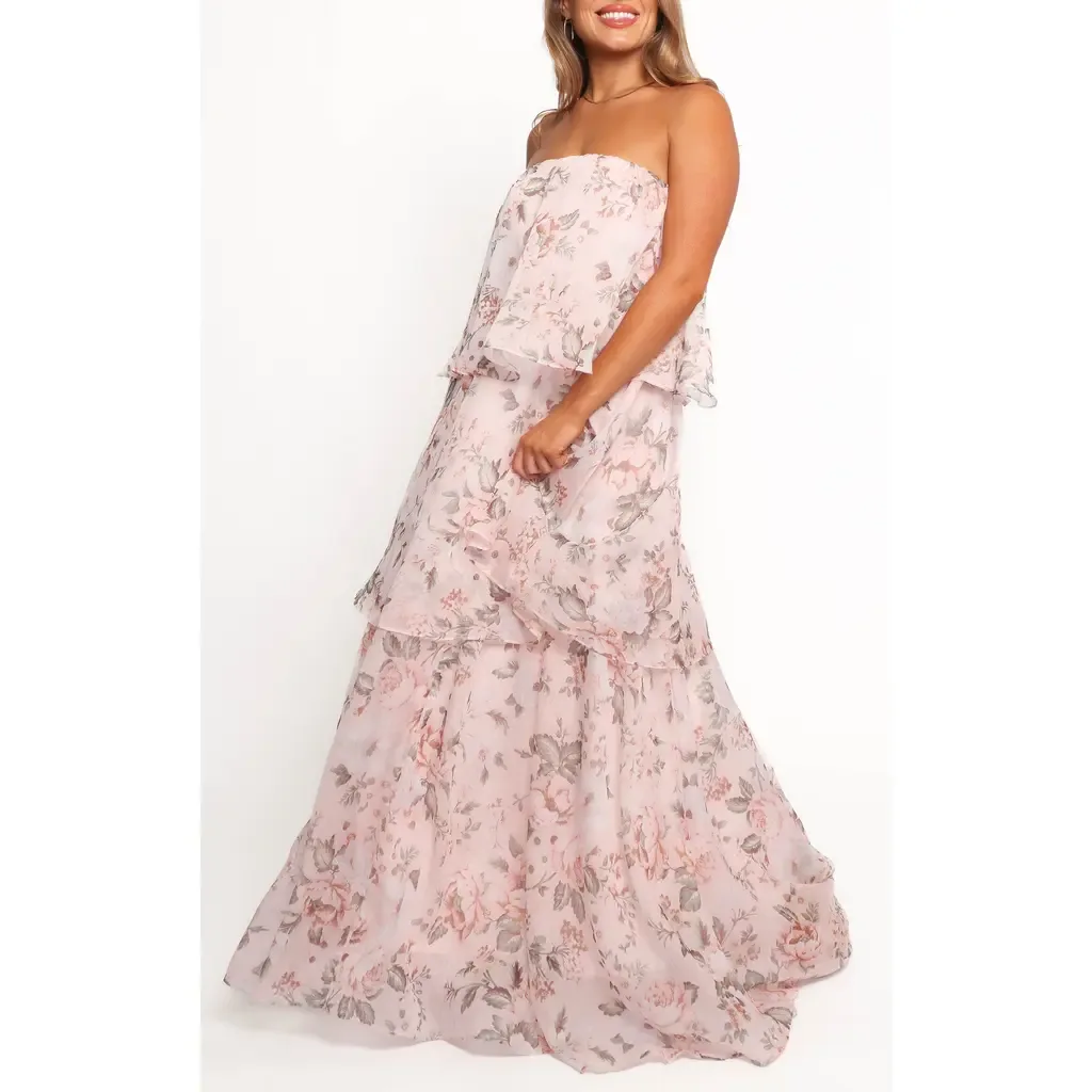 Bloom Tiered Strapless Maxi Dress by Petal & Pup