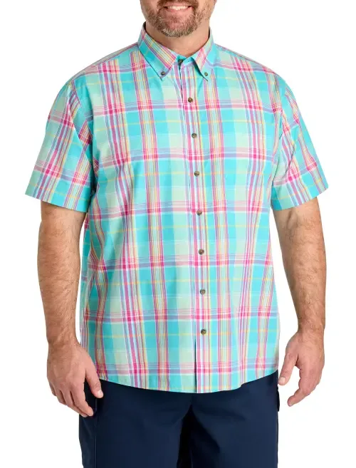 Easy-Care Large Plaid Sport Shirt V4 by Harbor Bay by DXL