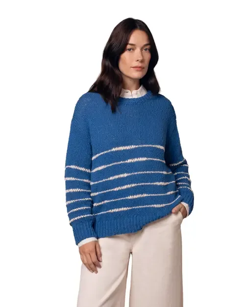 Long Sleeve Drop Stitch Breton Sweater by Celtic & Co.