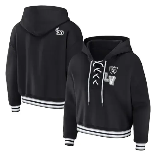 WEAR by Erin Andrews Las Vegas Raiders Lace-Up Pullover Hoodie by WEAR by Erin Andrews