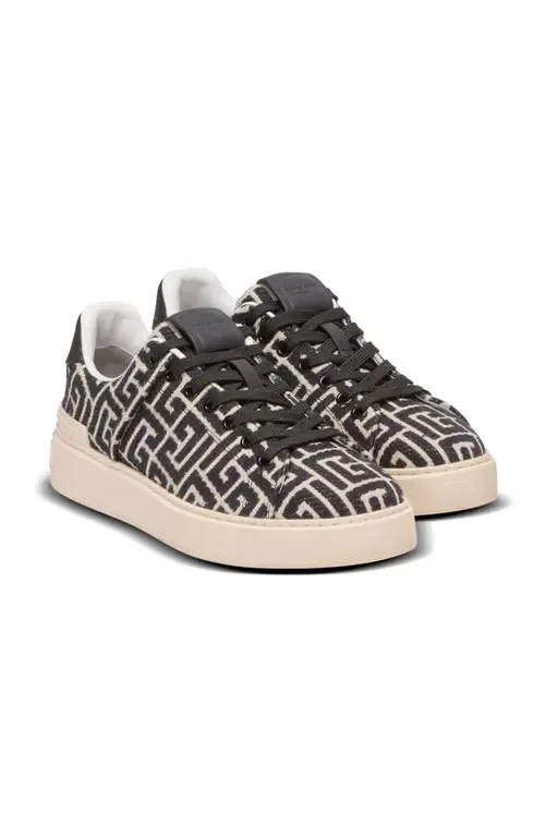 B-Court Monogrammed Canvas Trainers by Balmain