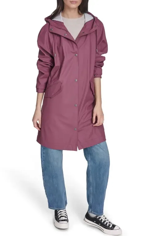 Water Resistant Hooded Long Rain Jacket