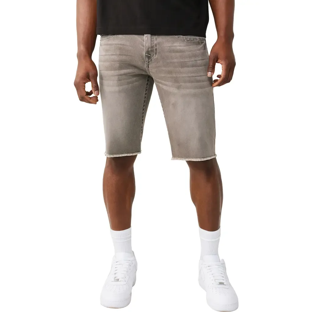 Ricky Frayed Straight Leg Denim Shorts by True Religion