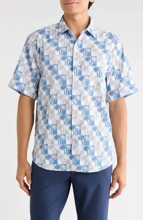 Nova Wave Sunnyside Palms Short Sleeve Seersucker Button-Up Shirt by Tommy Bahama