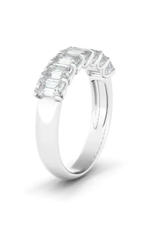Half Emerald Cut Lab Created Diamond 18K Gold Eternity Ring by HauteCarat