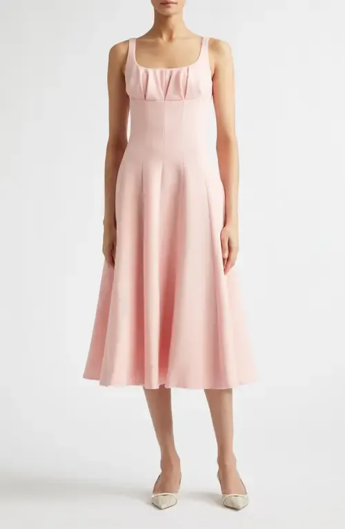 Collins Gathered Wool Crepe A-Line Dress