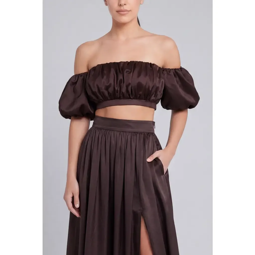 Isabelle Cotton Silk Off-Shoulder Crop Top by nuaje nuaje