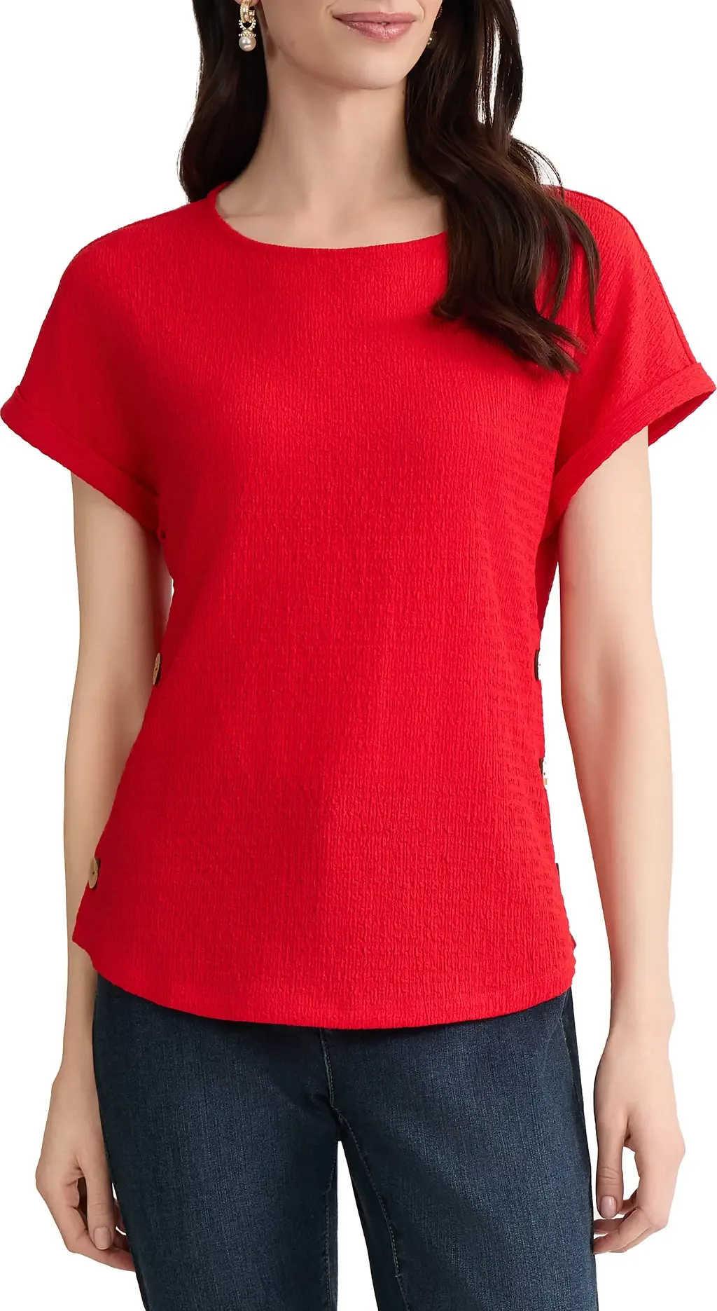 Textured Button Detail Top