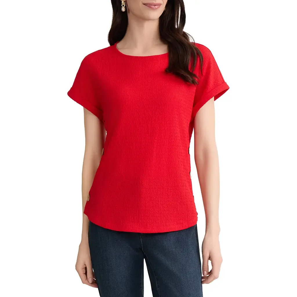 Textured Button Detail Top by Jones New York