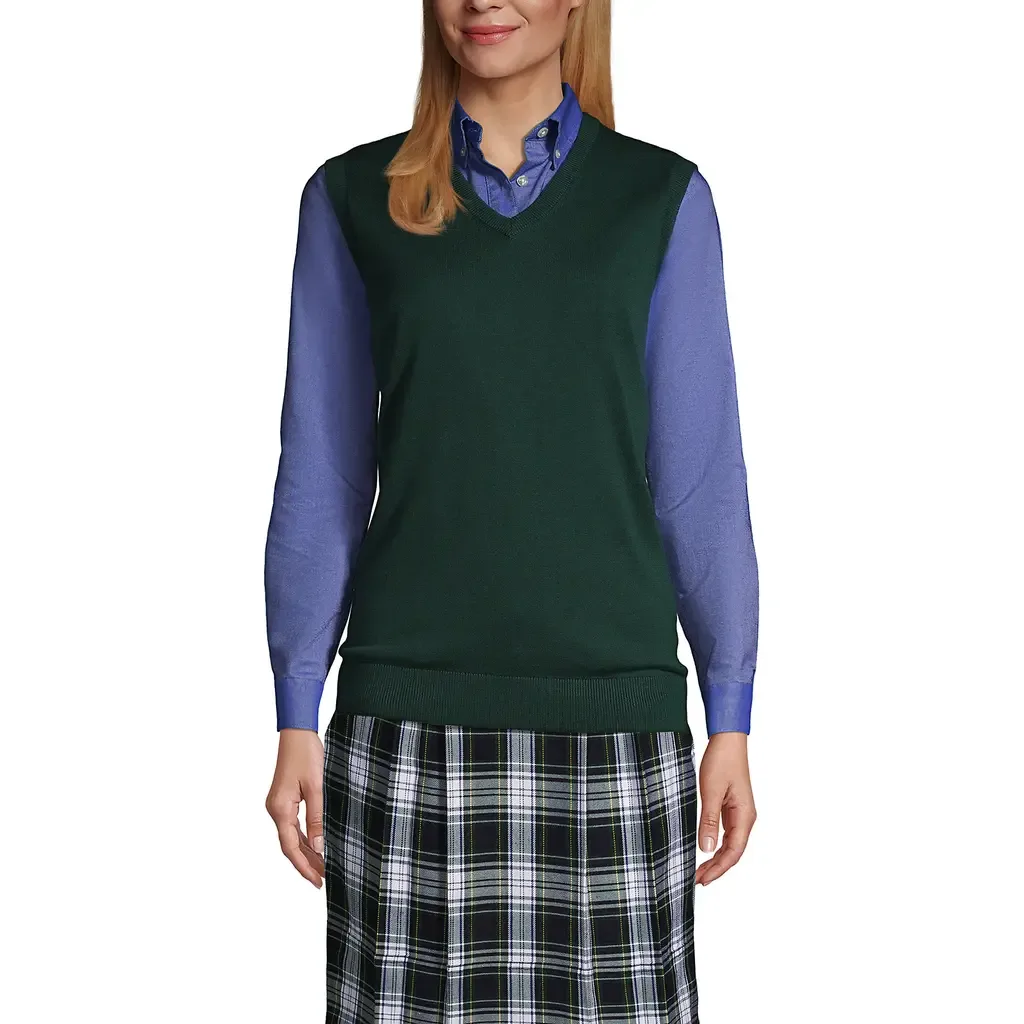 School Uniform Cotton Modal Fine Gauge Sweater Vest by Lands' End