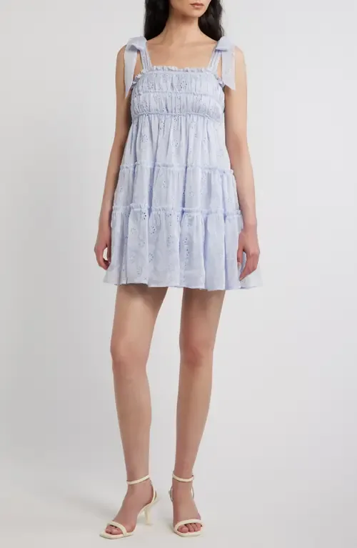 Tiered Eyelet Mini Sundress by All in Favor