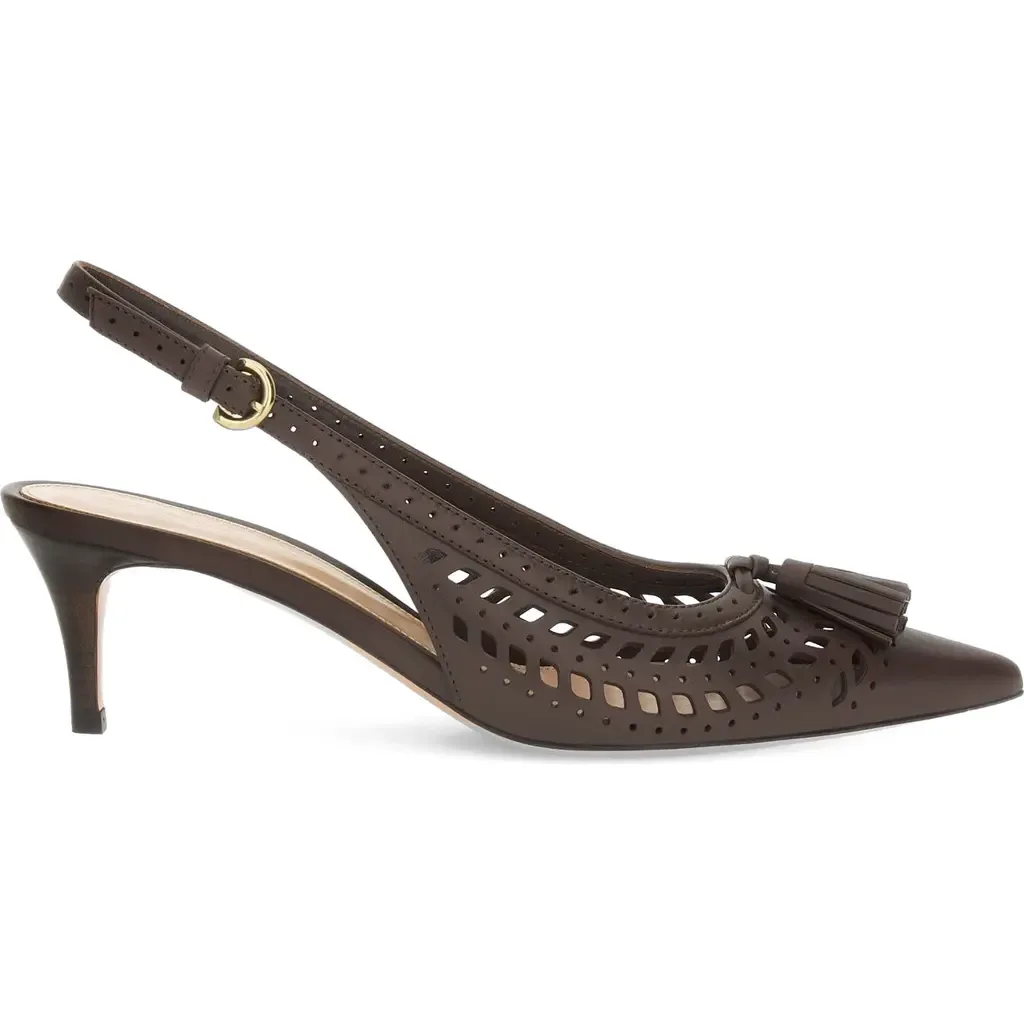 Fes Sling Slingback in Brown Calf Leather by Gianvito Rossi