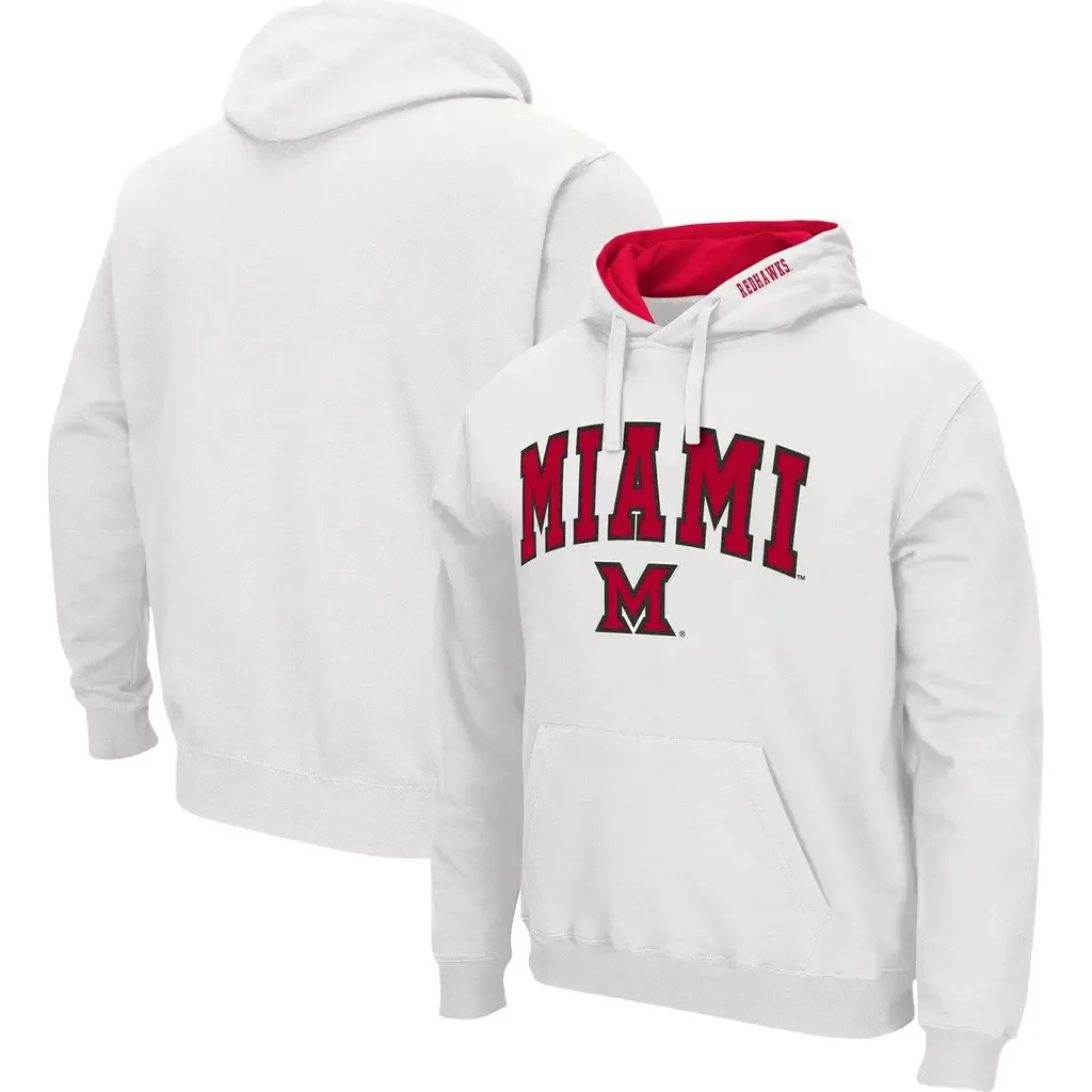 Colosseum Miami University RedHawks Arch and Logo Pullover Hoodie by COLOSSEUM