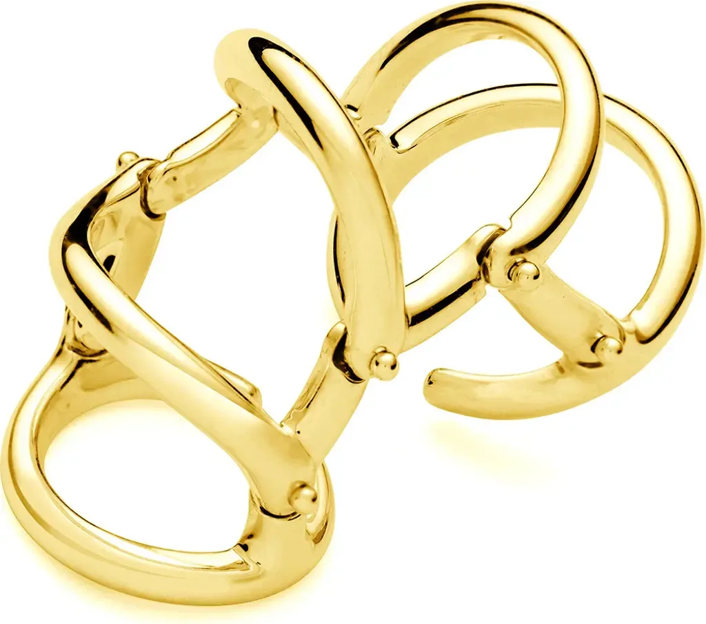 Drop Armour Ring with Double Hinge in Gold Vermeil by Lucy Quartermaine