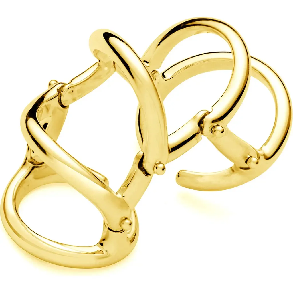Drop Armour Ring with Double Hinge in Gold Vermeil