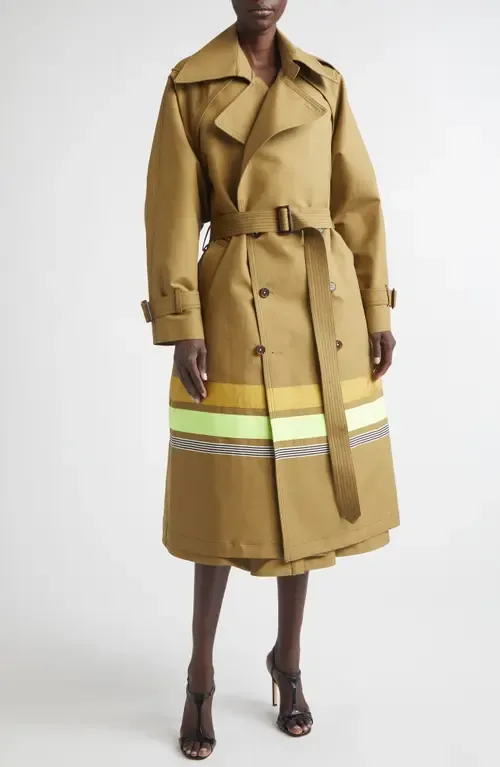 Stripe Detail Oversize Trench Coat by Christopher John Rogers