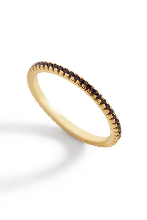 Black Cubic Zirconia Eternity Stacking Ring in 925 Sterling Silver