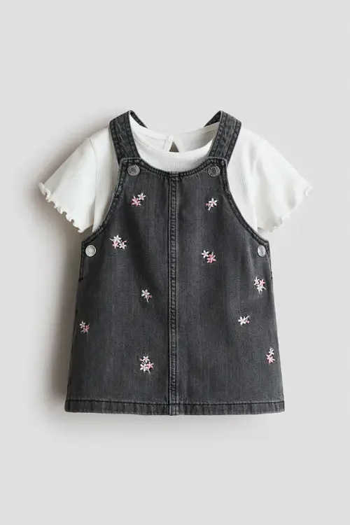 2-Piece Dungaree Dress and Top Set by H&M