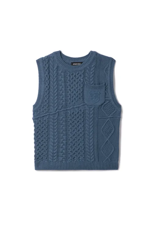 Crest Knitted Vest by Space Grey