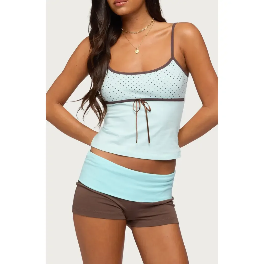 Rhoda Contrast Polka Dot Stretch Cotton Camisole by EDIKTED