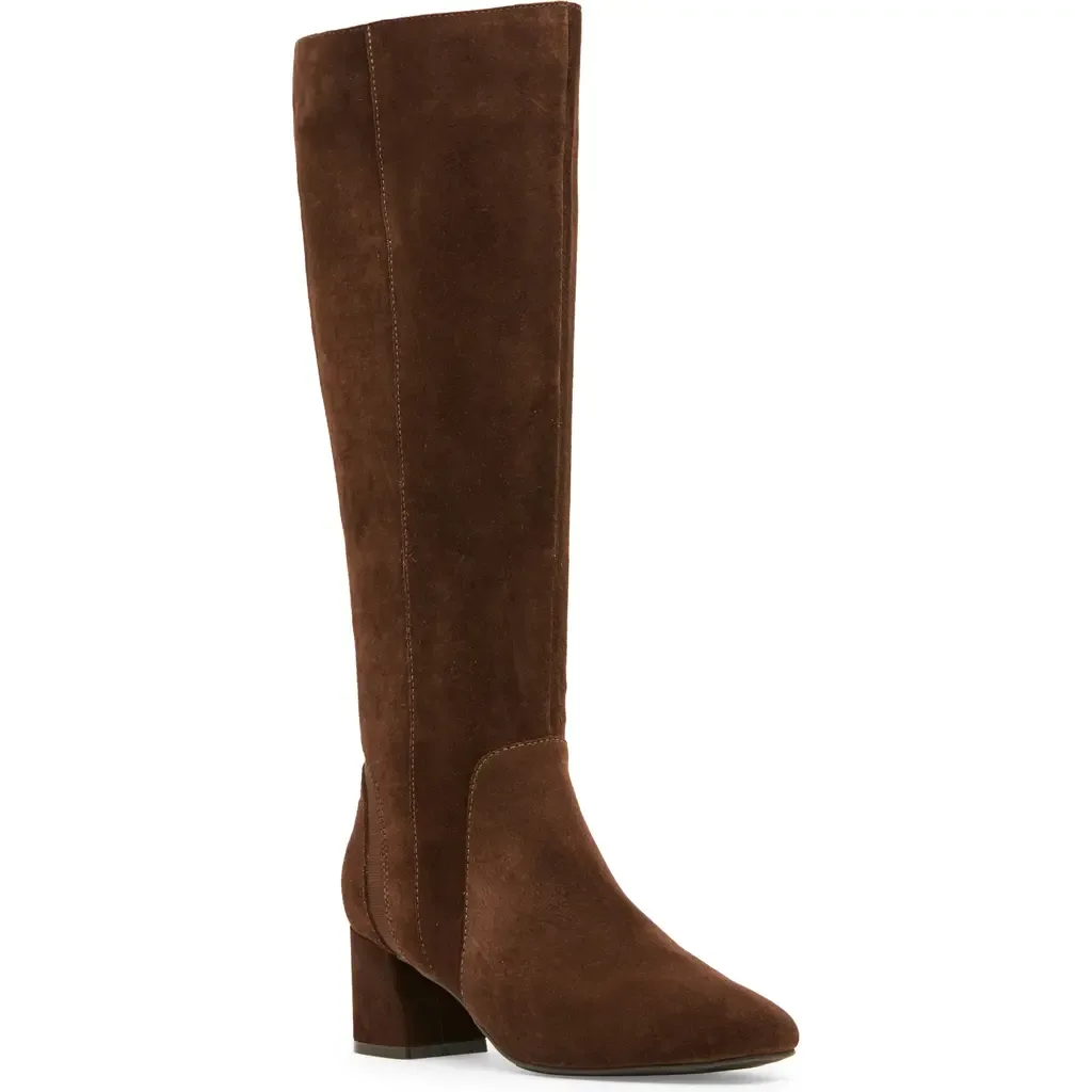 Amina Waterproof Knee High Boot in Chocolate Suede by Blondo
