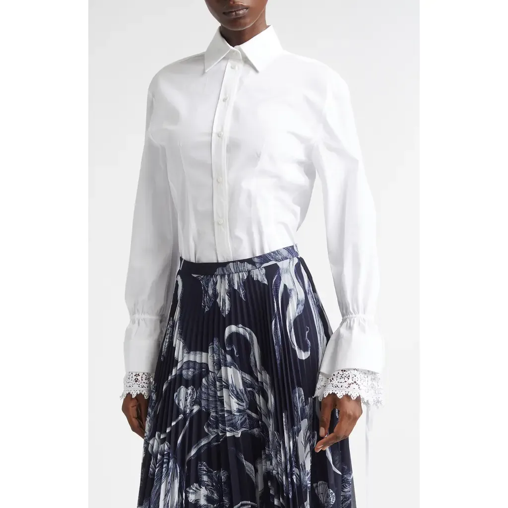 Tie Cuff Cotton Button-Up Shirt by Erdem