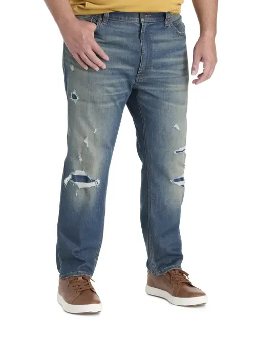 Rip and Repair Tapered-Fit Jeans by True Nation by DXL
