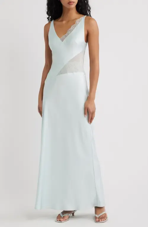 Ellis Sheer Mesh Lace Inset Satin Gown by Significant Other