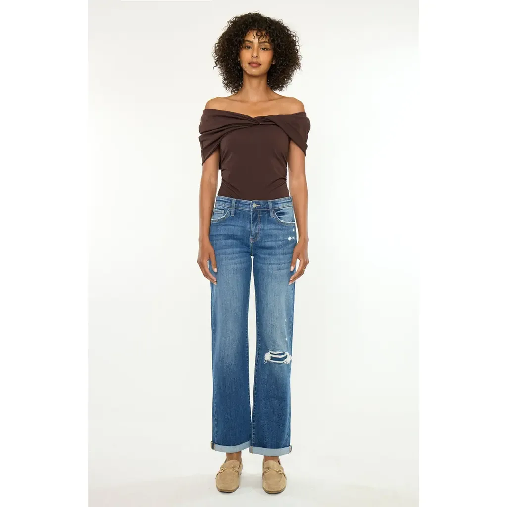 Bianca Essentials Mid Rise True Straight Jeans by KanCan
