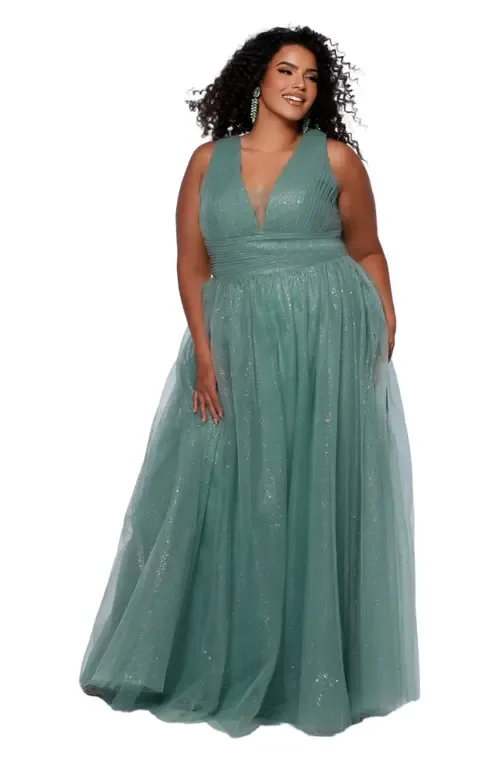 V-Neckline Bra-Friendly A-Line Gown with Bows by Sydney's Closet