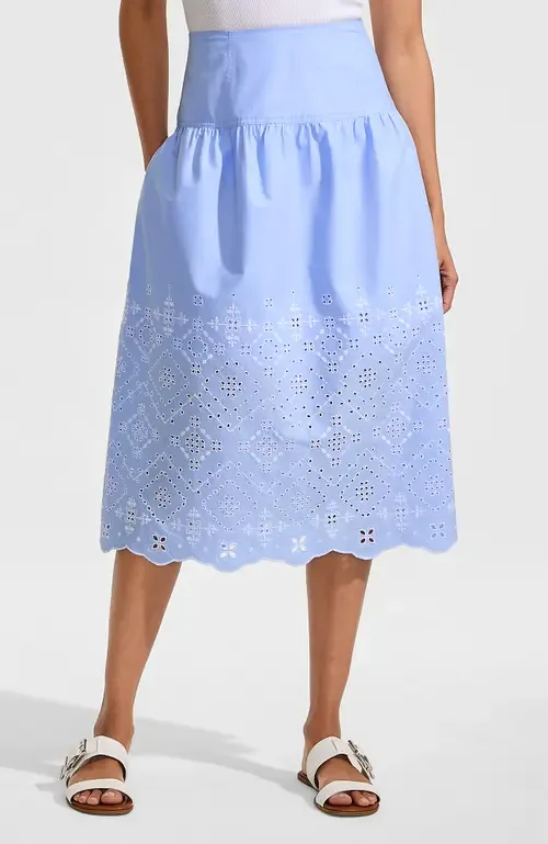 Poplin Drop Waist Midi Skirt
