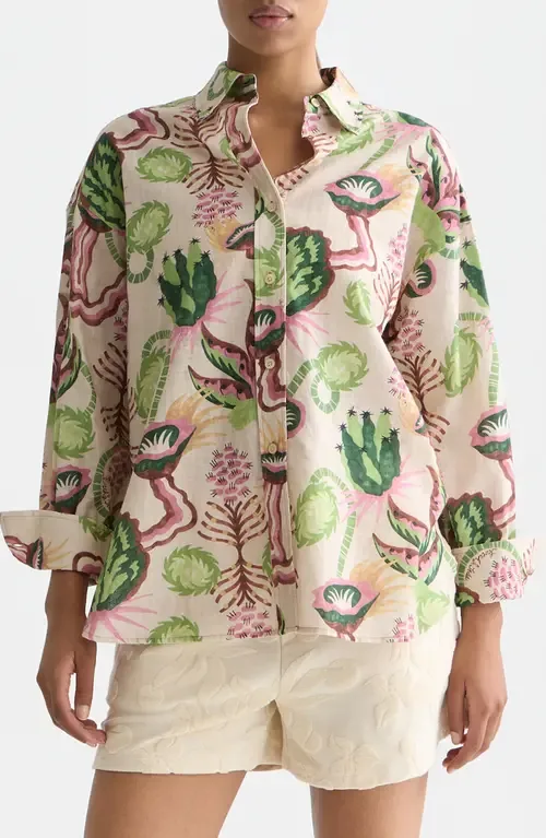 Print Linen & Cotton Button-Up Shirt by Scotch & Soda